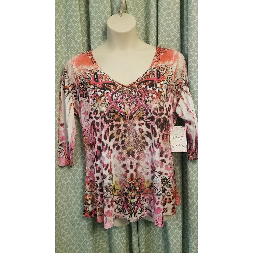 NEW Womans size 1X 3/4 sleeve top Suan G Koman